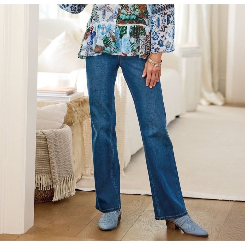 Soft Surroundings Ultimate Denim Pull On Bootcut Jeans Womens Petite Medium PM